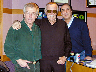 Chicago Music Library’s Robert J Walsh with Stan Lee and Tony Pastor of Marvel Animation