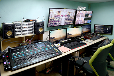 Sungeun Church control room with Qu-32 mixer