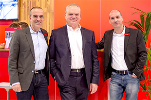 Martin Berger, CSO of Riedel Communications; Matthias Bode, CEO of Archwave; and Thomas Riedel, Founder and CEO of Riedel Communications