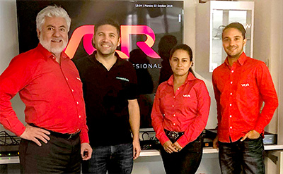 Hernan Suescun (VCR Ltd.), Lorenzo Sassi (DirectOut GmbH), Angelica Sanchez (VCR Ltd.), Alberto De la Cruz (VCR Ltd.)