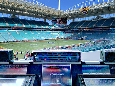 Hard Rock Stadium from behind the primary SD5 FOH console