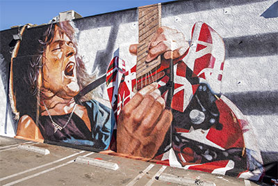 Eddie Van Halen mural at Guitar Center Hollywood.