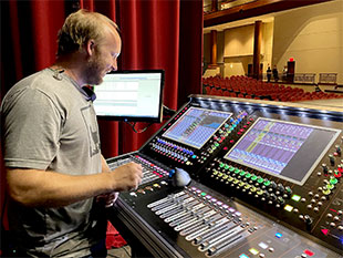 Front Porch Productions’ Aaron Talley at the SD12 96 monitor console