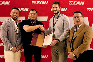Orlando Rosario, EAW Sales; Martín Márquez, CEO of IKA; TJ Smith, President of EAW; Rafael Covarrubias, EAW Regional Sales Manager LATAM