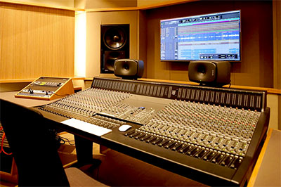 32-channel Solid State Logic Origin analogue mixing console.