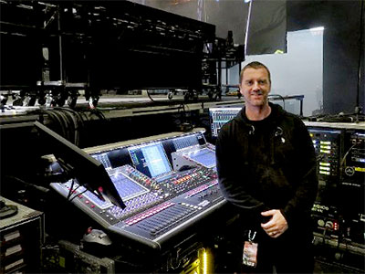 Marcus Douglas manages the band%u2019s monitors on a DiGiCo SD5