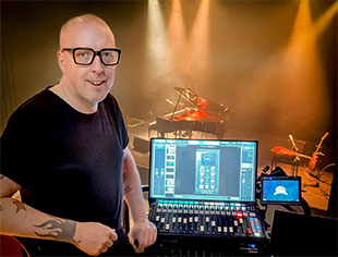 Front-of-house engineer Joe Vegna and eMotion LV1 Live Mixer,