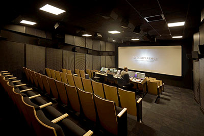 The cinema playback room at Sonic College allows students to check their Atmos mixes in a real-life environment