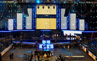Rigging the stage for the 2013 Grammys