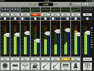 Master Fader mixer page