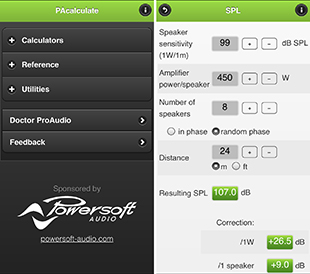 Powersoft/Brusi Acoustics PAcalculate app 