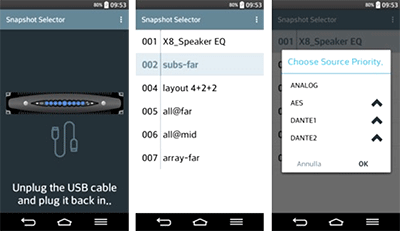 Powersoft Snapshot Selector mobile app