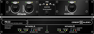 Crest Audio’s PB-32 SoundGrid-to-Dante network bridge