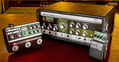 Boss RE-202 and RE-2 Space Echo pedals with original RE-201