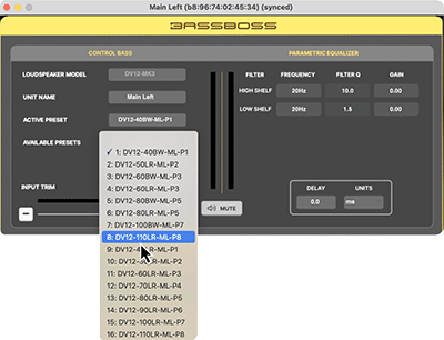 BassBoss ControlBass software 