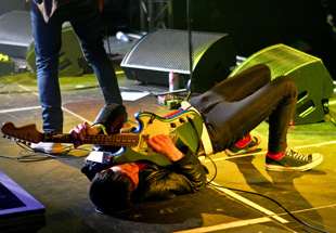 The Cribs share the sage with APG SMX15 monitors The Cribs