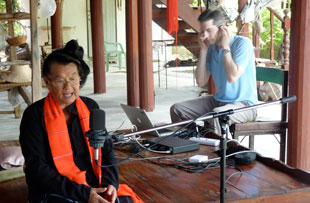 Recording Noi Phetrod, a 76 year-old woman from Koratt village, Nakhonpathom province John Latartara