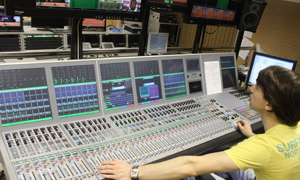 NTV-Plus' Egor Sakharov at Calrec Artemis Beam console