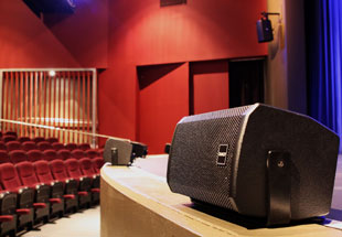 Tannoy VX 5.2 on the stage lip Tannoy VX 5.2