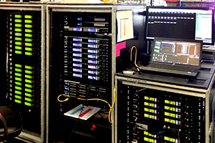 Racked Shure receivers for Monty Python's O2 performance Monty Python
