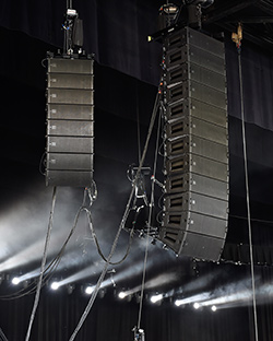 Martin Audio MLA boxes rigged for Jamalot Ever After MLA