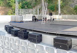 Outline boxes at the Tokaj amphitheatre Tokaj amphitheatre