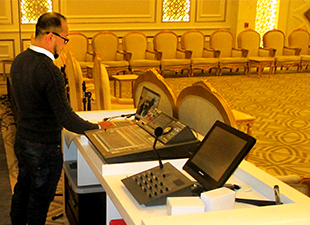 Setting up the system in one of the wedding halls in the Doha Celebration Complex Doha Celebration Complex
