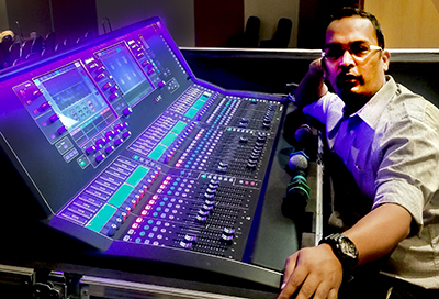 FOH engineer, Bijon Bhadra