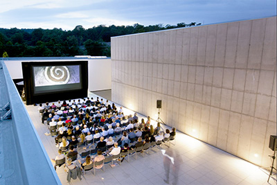 Film screening in the courtyard