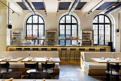 Restaurant/bar area at Combo, featuring Genelec 4000 Series installation loudspeakers