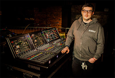 FOH engineer Adam Bonner at Haken's Rivage PM7