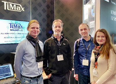 Hi-Tech Media Brand Manager Pavel Shemyakin and Out Board’s Dave Haydon with Andre Kogtev, Head of Audio Systems Department and Anna Matveeva, Pre-Sales Engineer at  Hi-Tech Media