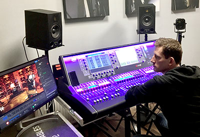 FOH/broadcast engineer, Martins Petersons with the dLive S7000