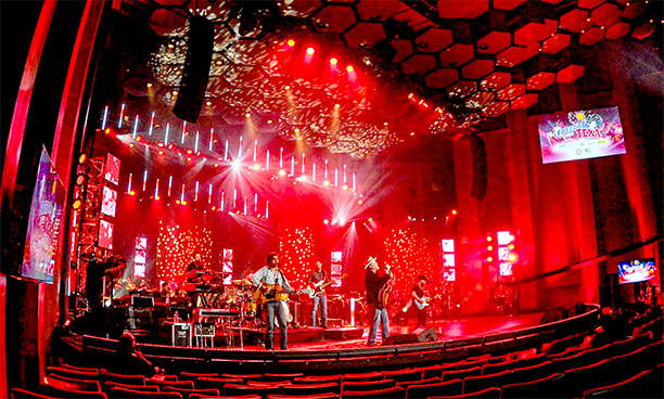 Headliner Pat Green and his band performing with the Houston Symphony Orchestra at Jones Hall