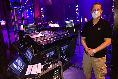 LD Systems Audio Department Operations Manager Thomas Ruffner at the event’s DiGiCo SD10 monitor console