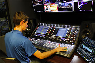DBC FOH Engineer Shawn Rowe mixing a service on the DiGiCo Quantum338