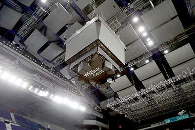 Electro-Voice EVH loudspeakers powered by Dynacord IPX amplifiers cover the 15,000-seat main arena