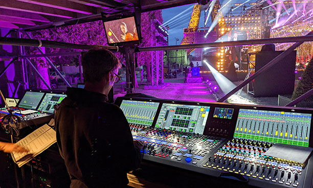 Lawo FOH set-up for 2020's Concert de Paris 