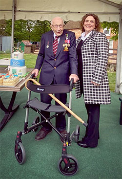 Captain Sir Tom Moore with his daughter Hannah Ingram-Moore