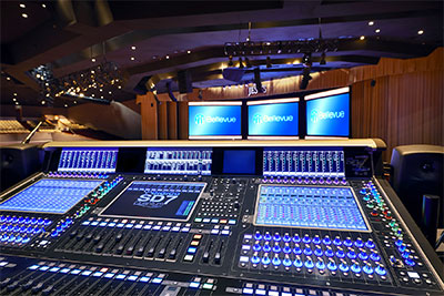 DiGiCo Quantum7 console at Bellevue’s FOH mix position