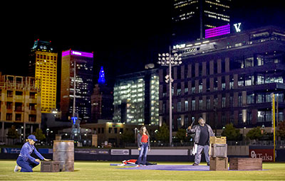 Tulsa Opera performs a baseball-themed Rigoletto at ONEOK Field in Tulsa (Pic: Shane Bevel)