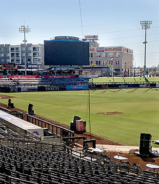 Kara/SB18 arrays along Oneok Field’s left and right foul lines