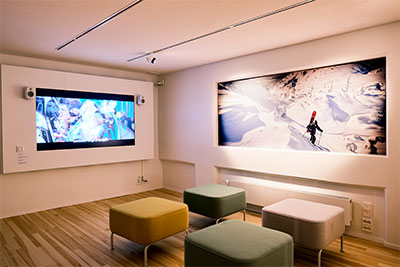 AV exhibit at the Finnish Sports Museum, featuring Genelec loudspeakers