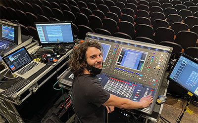 FOH Engineer Daniel Ellis at the SD12 96 desk on Kim Walker-Smith’s tour