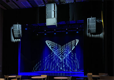 Spira’s café stage benefits from main hangs of L-Acoustics A10 Focus and Wide and a centre hang of KS21