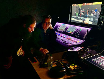 dLive S7000 control surfaces were used in the broadcast studio, alongside IP8 remote controllers