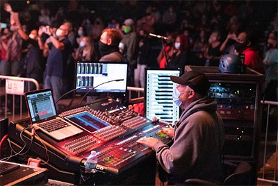 Pat Haapanen mixing FOH for TobyMac’s tour on a DiGiCo SD10