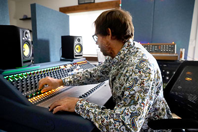 Brian Alston at the Neve 8424 in his project studio
