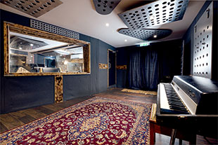 Studio A live room at Cube Recording studio in Cornwall