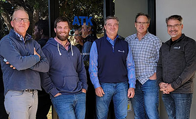 Michael MacMichael MacDonald (ATK Audiotek President), Shaun Clair (Clair Global Business Development), Troy Clair (Clair Global CEO), Mikael Stewart (ATK Audiotek Partner), and Scott Harmala (ATK Audiotek Senior Partner)